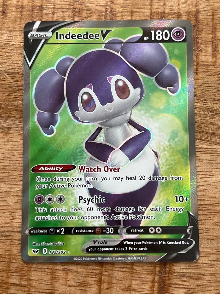 Pokemonkaart Indeedee V (D 192/202) - Zo goed als nieuw, Ophalen of Verzenden, Zo goed als nieuw, Losse kaart, Foil