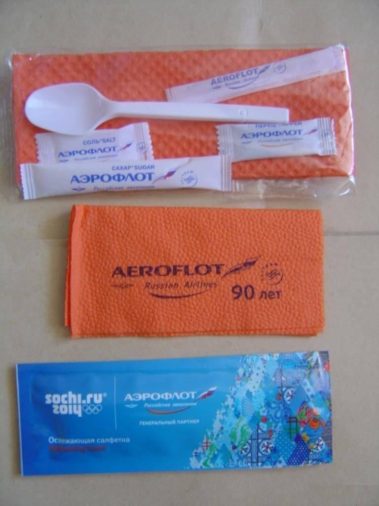 Aeroflot set suiker, peper & zout, servet, lepel, Sotsji zak, Ophalen of Verzenden, Zo goed als nieuw, Overige typen