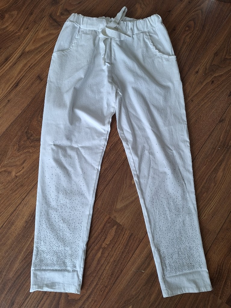 Made in Italy broek, Maat 38/40 (M), Made in Italy, Wit, Ophalen of Verzenden