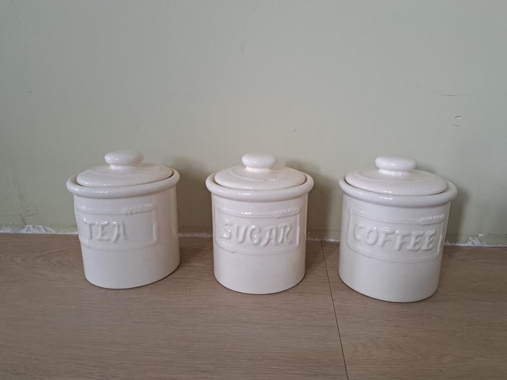Mooie set voorraadbussen voor thee, suiker en koffie, Ophalen of Verzenden