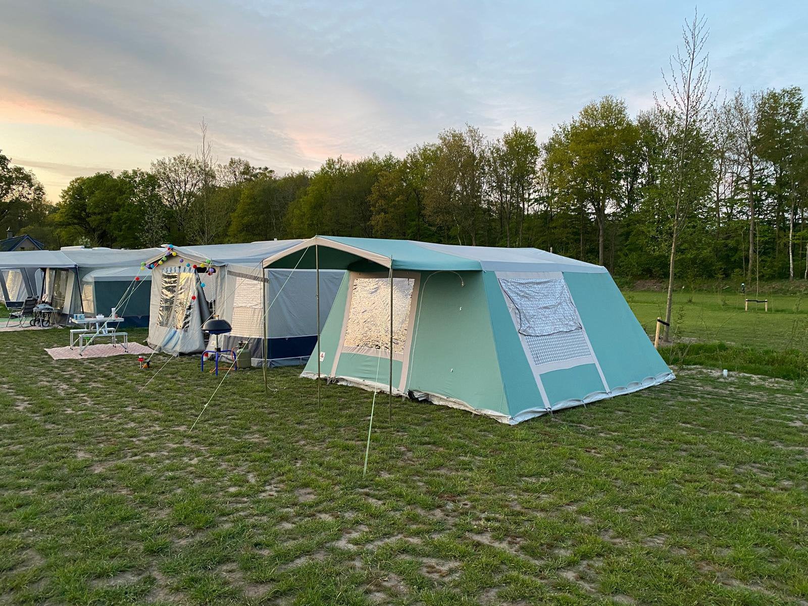 Retro groene dorema bungalo tent van katoen, Ophalen