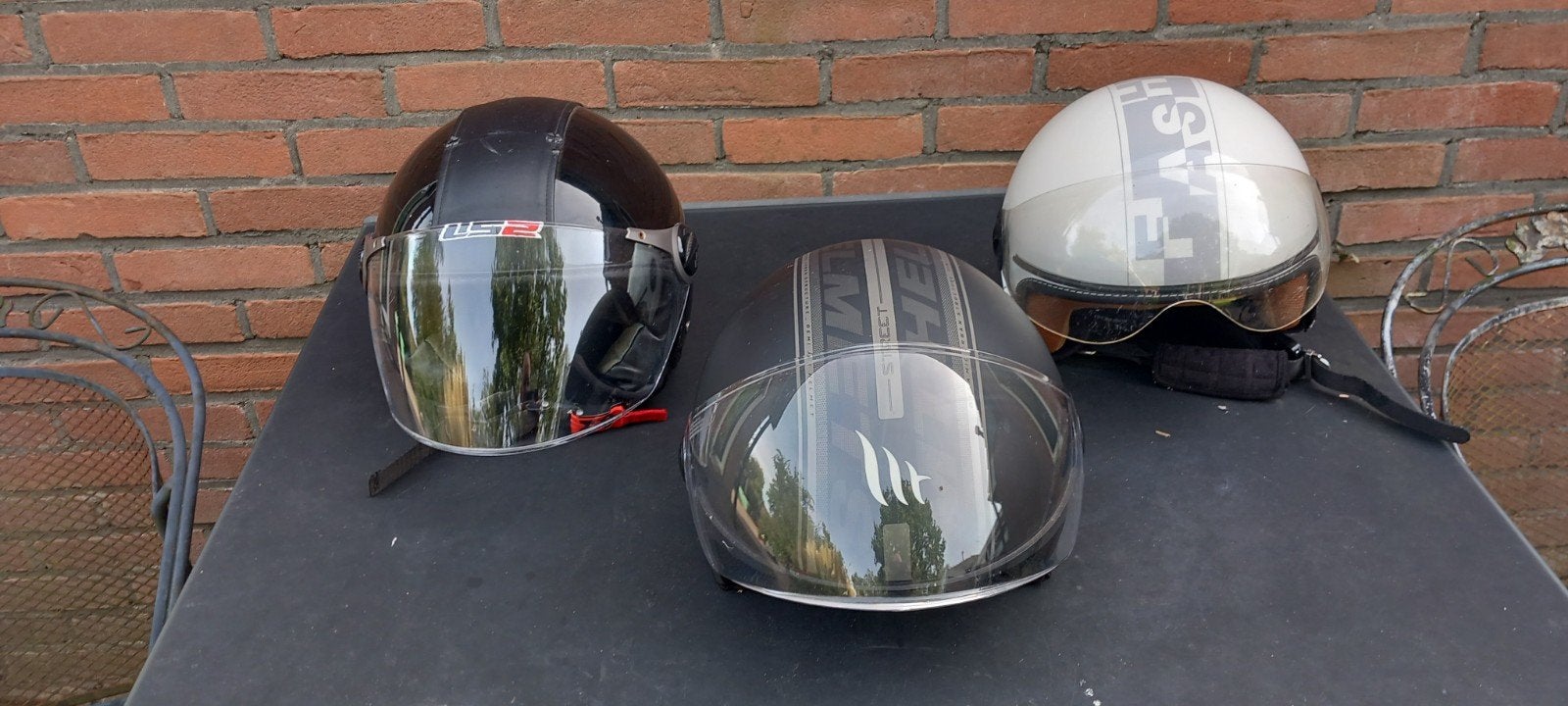 Set van 3 motorhelmen - Jethelm en Overige typen, Overige merken, M, Heren, Jethelm
