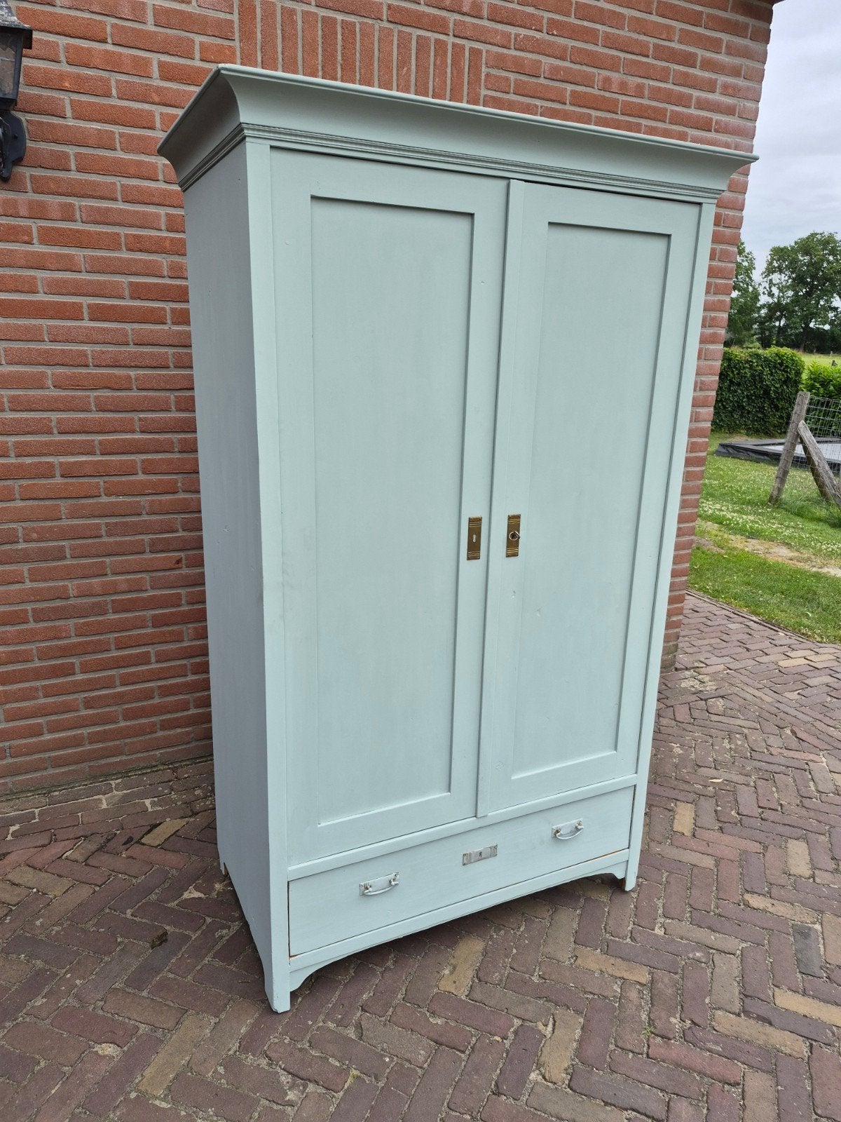 Mooie Antieke Strakke Brocante Vintage Grenen Kast, Ophalen