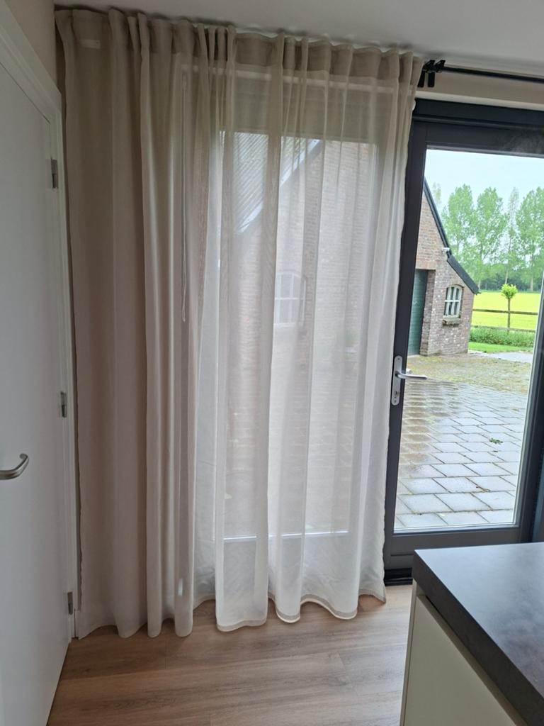 2 Vitrage gordijnen ikea , beige, Huis en Inrichting, Stoffering | Gordijnen en Lamellen, Ophalen, 200 cm of meer, Beige, Zo goed als nieuw