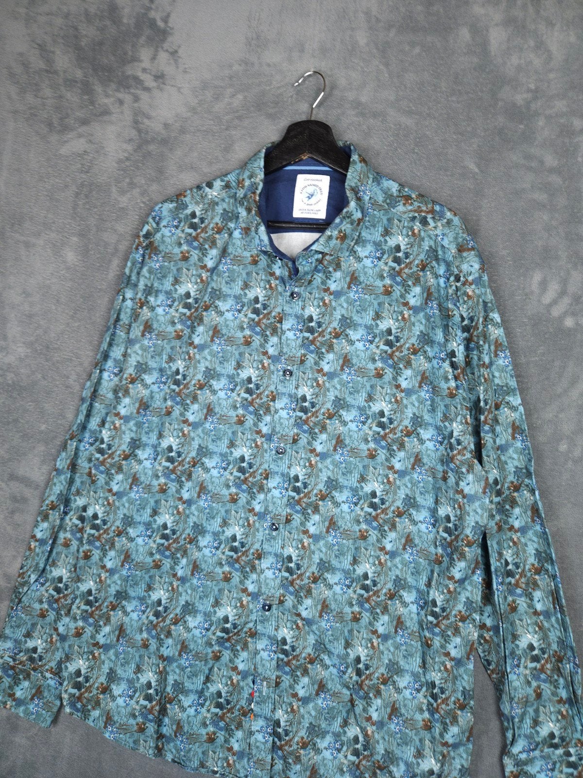 A Fish Named Fred Overhemd 3XL Blauw Print, Blauw, ., A Fish Named Fred, Ophalen of Verzenden