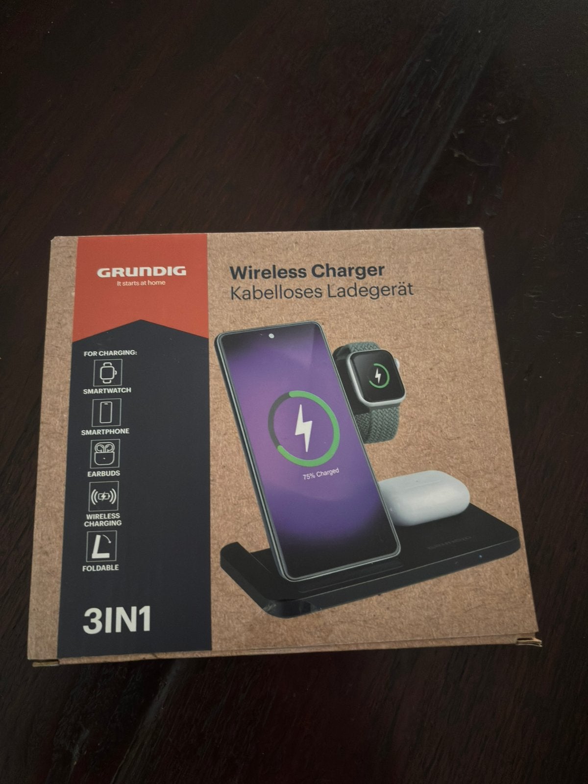 Nieuw - Grundig 3in1 Wireless Charger, Overige modellen, Zwart, Ophalen of Verzenden, Zo goed als nieuw