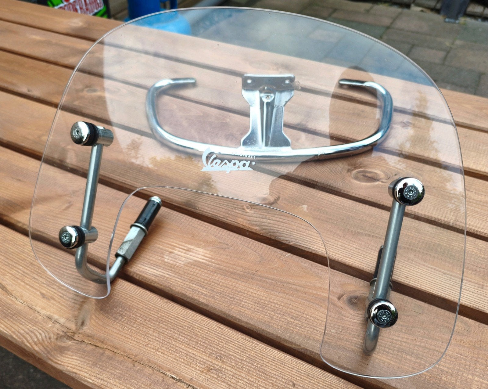 Vespa LX of S laag windscherm & oppak rek chroom, Fietsen en Brommers, Brommeronderdelen | Scooters, Ophalen, Gebruikt, Overige typen