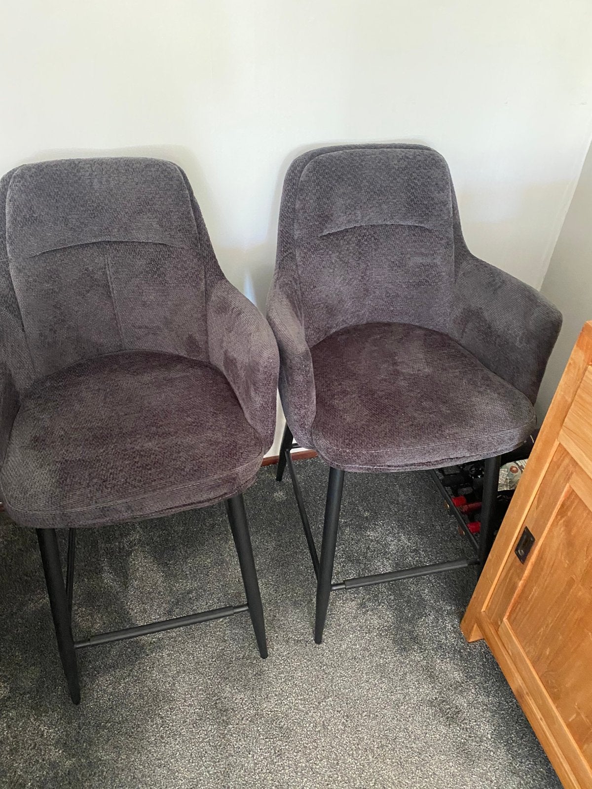 2 BAR STOELEN, Ophalen, Twee, Bruin, Stof