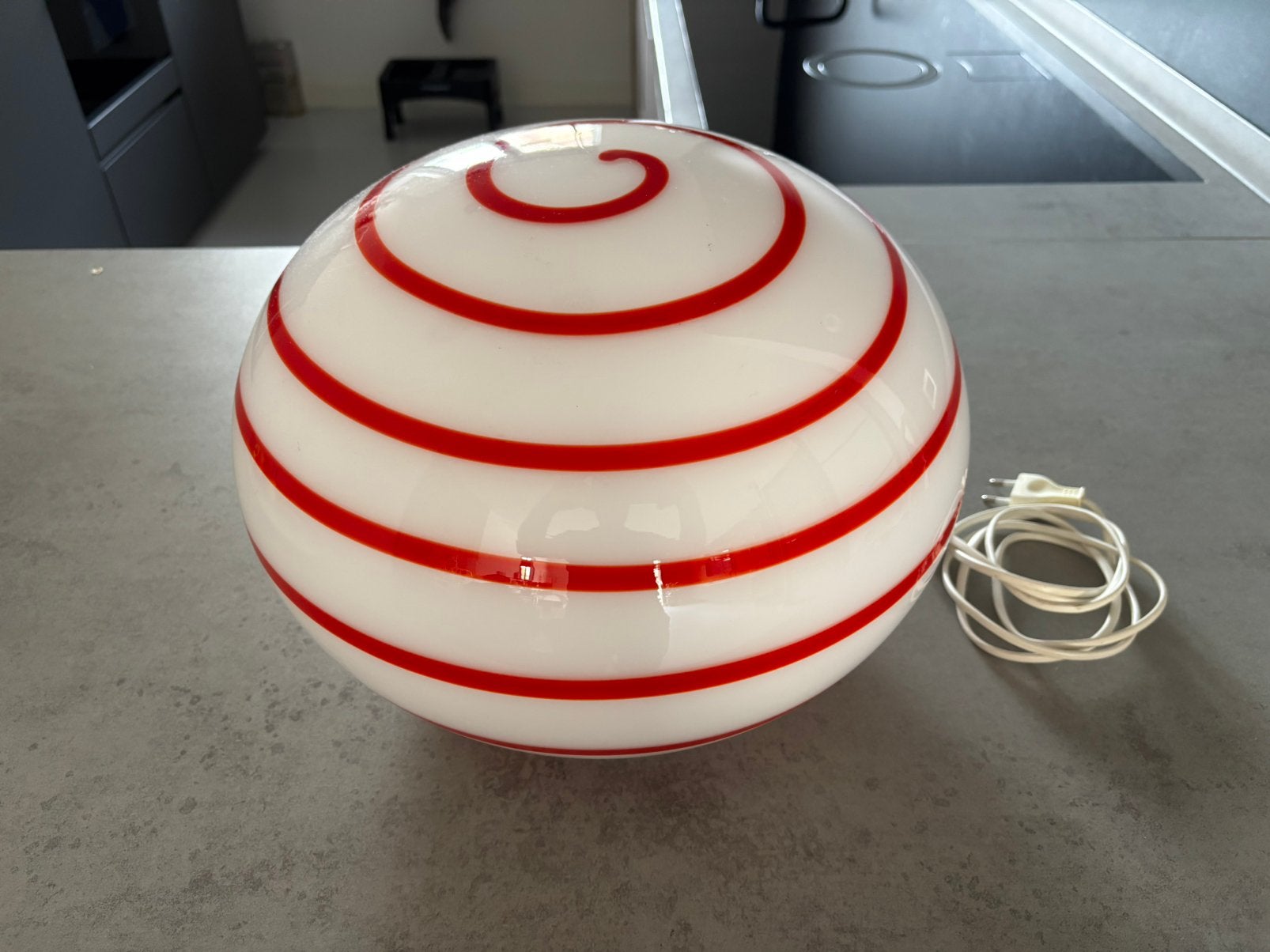 ILU di Vetro Zebra – zeldzame rood/witte uitvoering – Ø35 cm, Ophalen, Rood, Design, Glas