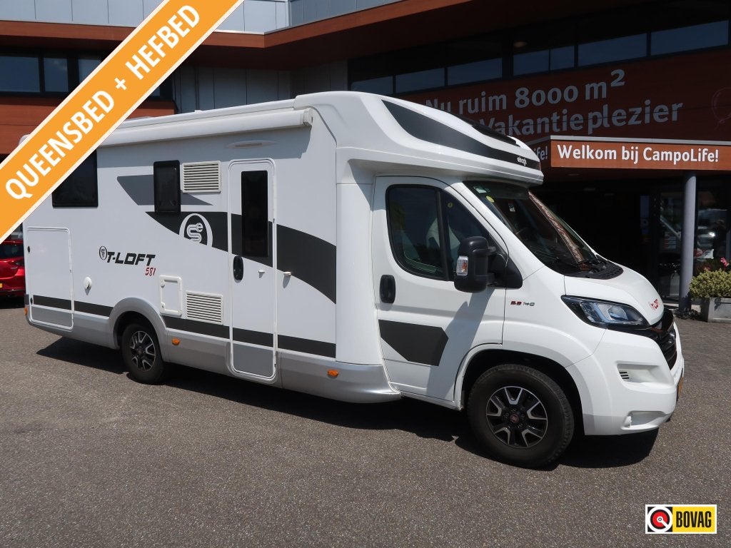 Elnagh T-Loft 581 MET HEFBED EN OPBOUWAIRCO, Caravans en Kamperen, Overige merken, Fiat, Luifel, L-zit