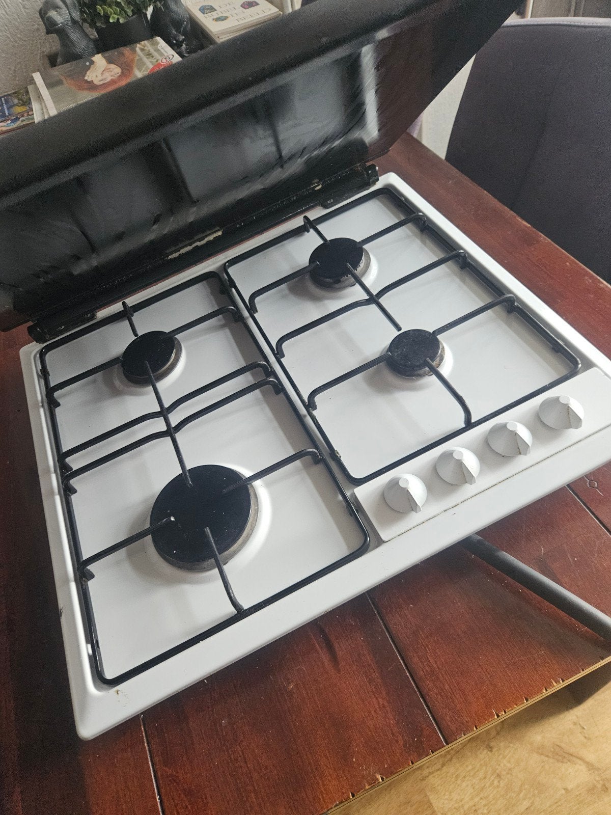 Gaskookplaat met glazen afdekplaat, Ophalen, Gebruikt, 4 kookzones, Gas
