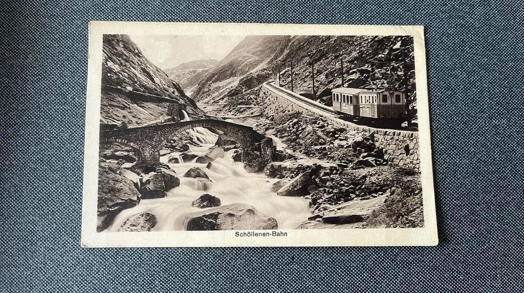 Zwitserland Schõllenen Bahn met trein 1920, Ophalen of Verzenden, Gebruikt, Trein, Kaart of Prent