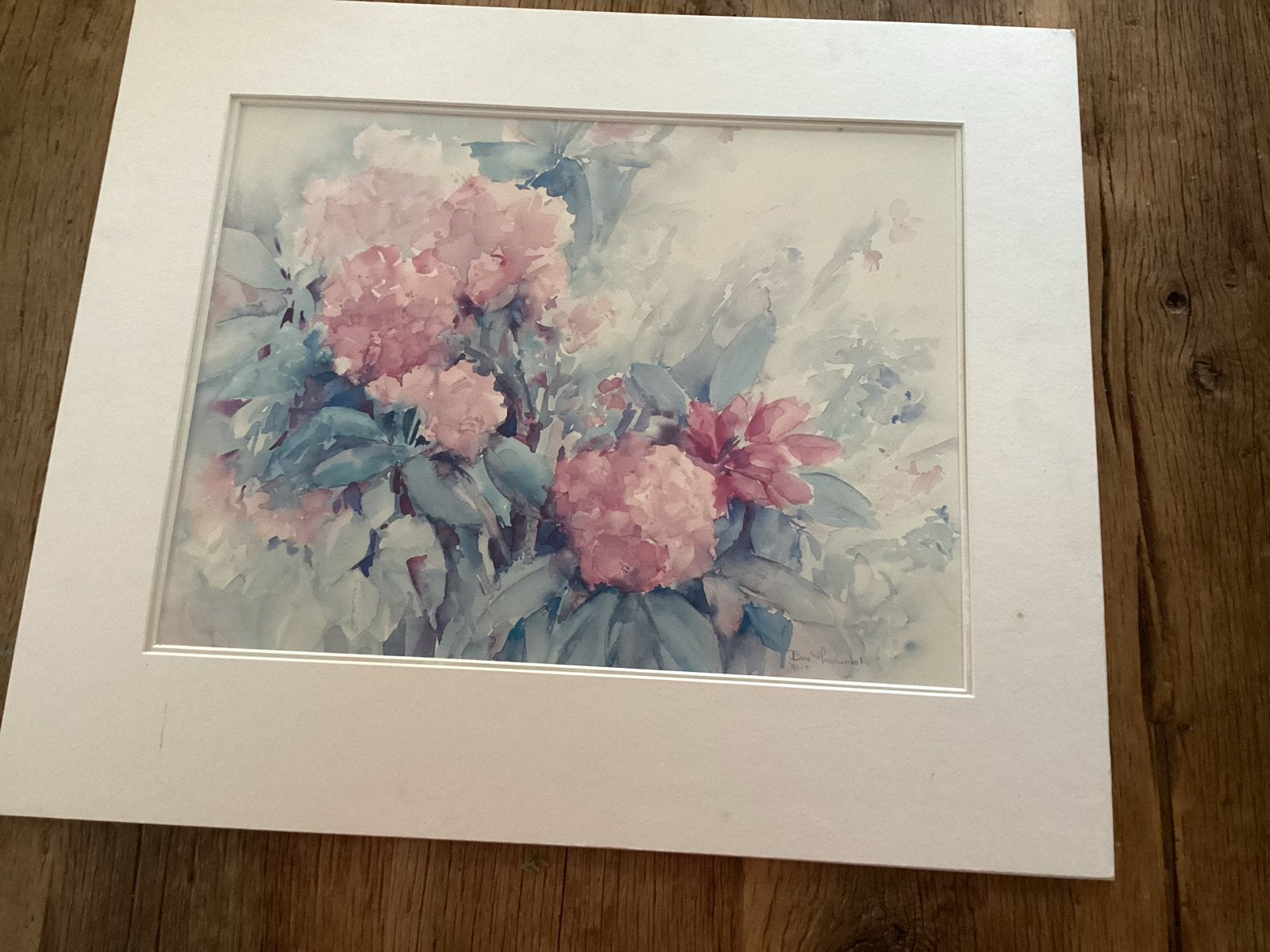 Mooi Aquarel van Bea Hazewinkel met passe-partout, Bloemen, Met passe-partout, Ophalen of Verzenden, Aquarel