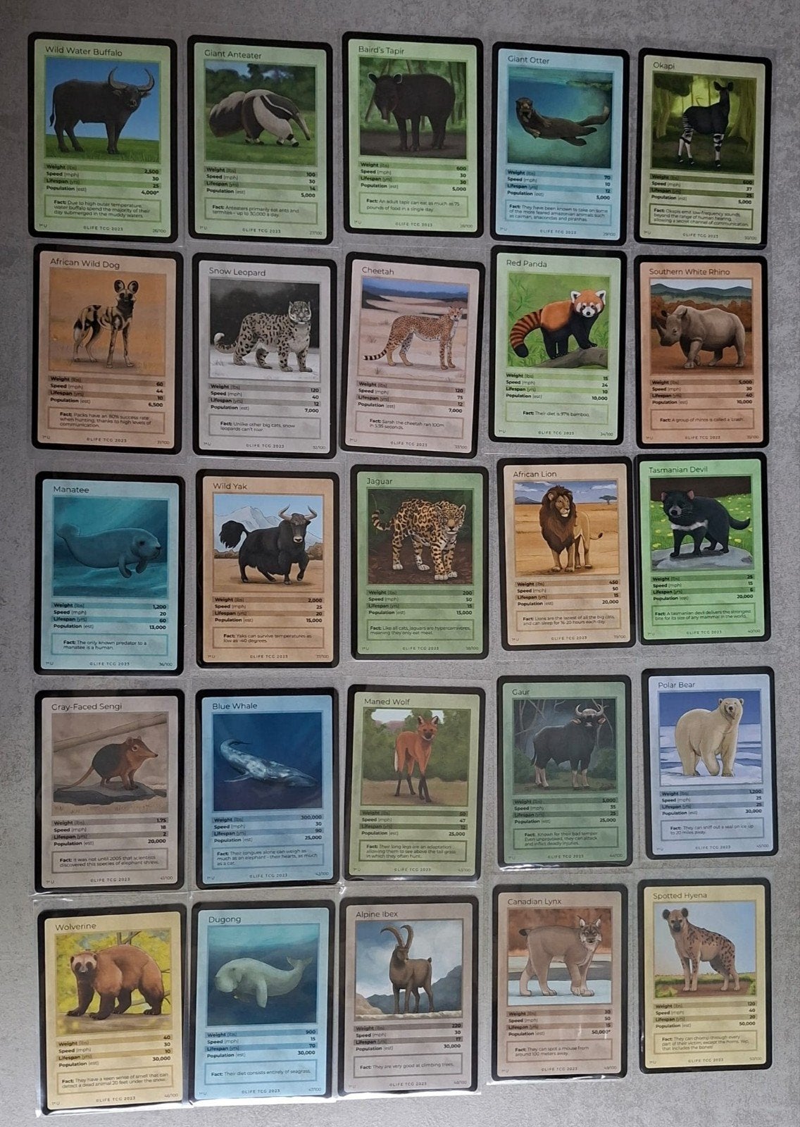 Life TCG 1st Edition Mammals Complete Set Uncommon U 26-50, Ophalen of Verzenden, Nieuw, Meerdere kaarten, Foil