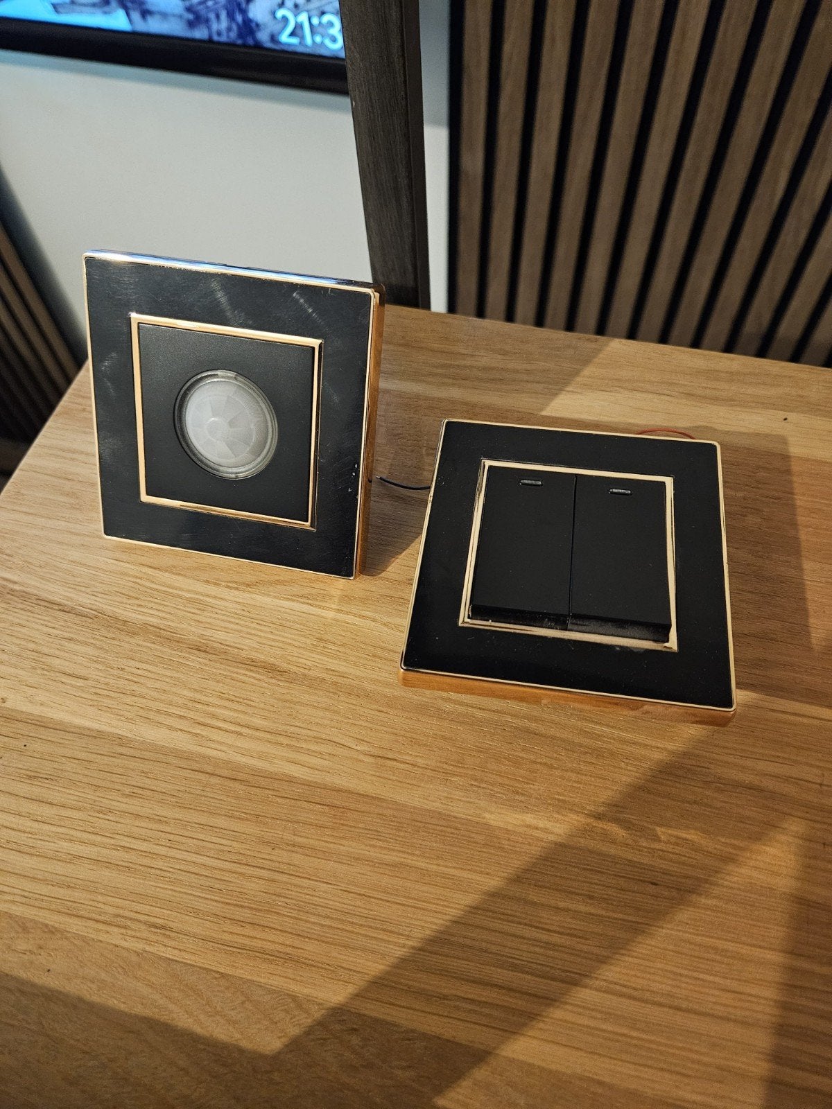 Schakelaar en sensor set - Zwart met goud, Ophalen of Verzenden