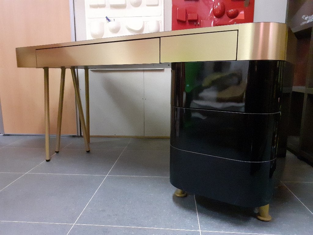 exclusief goud zwart hoogglans bureau space age design retro, Ophalen, Overige typen, Gebruikt, Hout