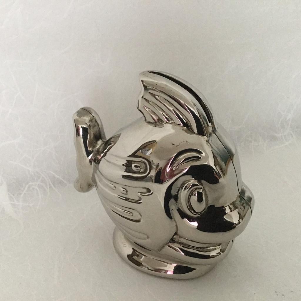 Vintage Verzilverde Spaarpot Vis “Nemo” Jaren 80, Ophalen of Verzenden, Overige figuren, Zo goed als nieuw, Beeldje of Figuurtje