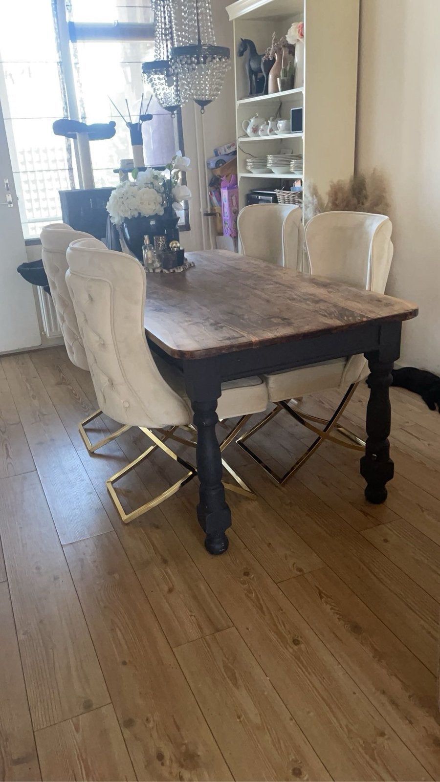 Eetkamerstoelen 4, eettafel hout, Antiek en Kunst, Ophalen