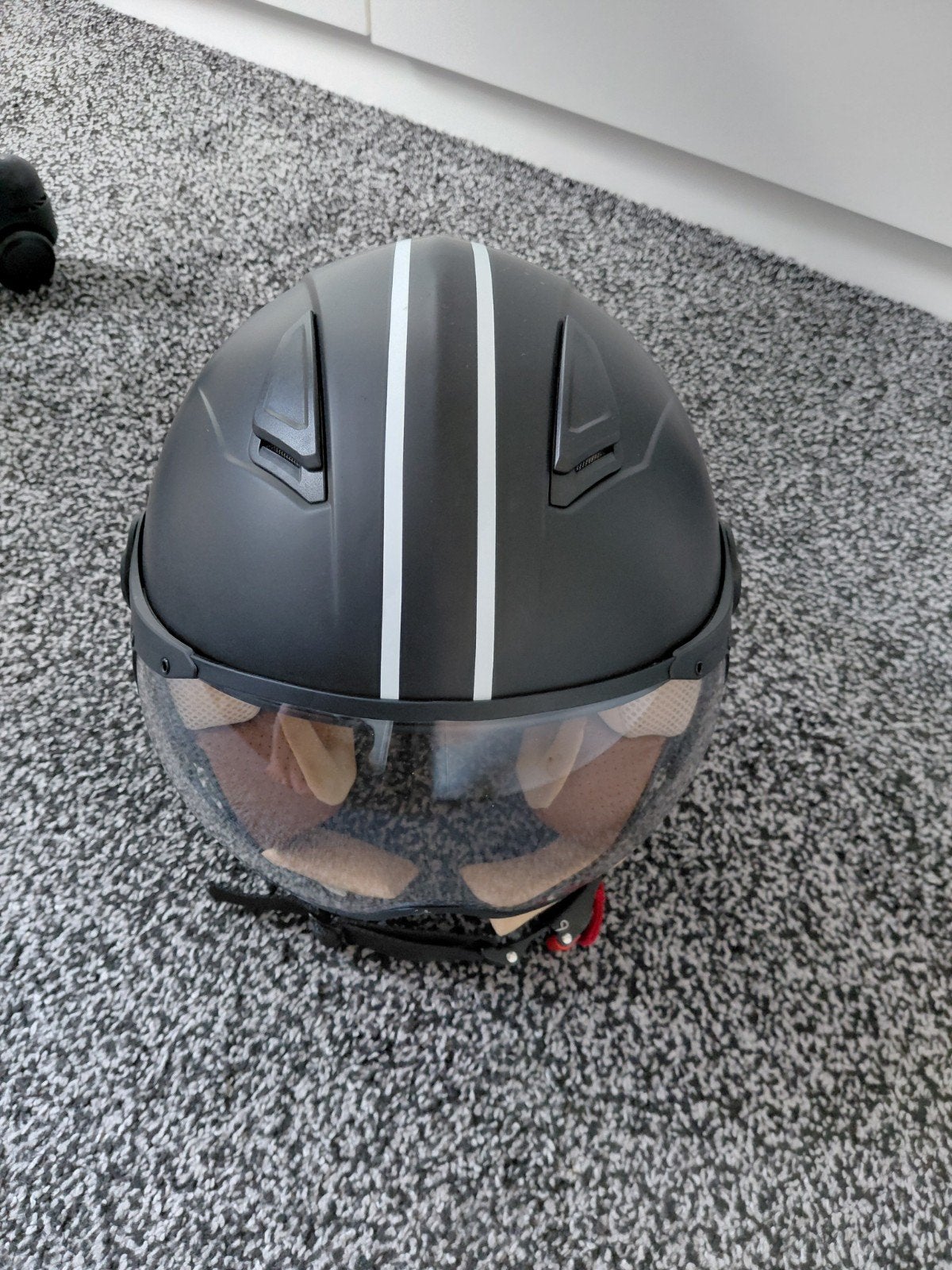 Matzwarte scooterhelm met vizier - Maat XS, Ophalen of Verzenden, Zo goed als nieuw, Extra small of kleiner