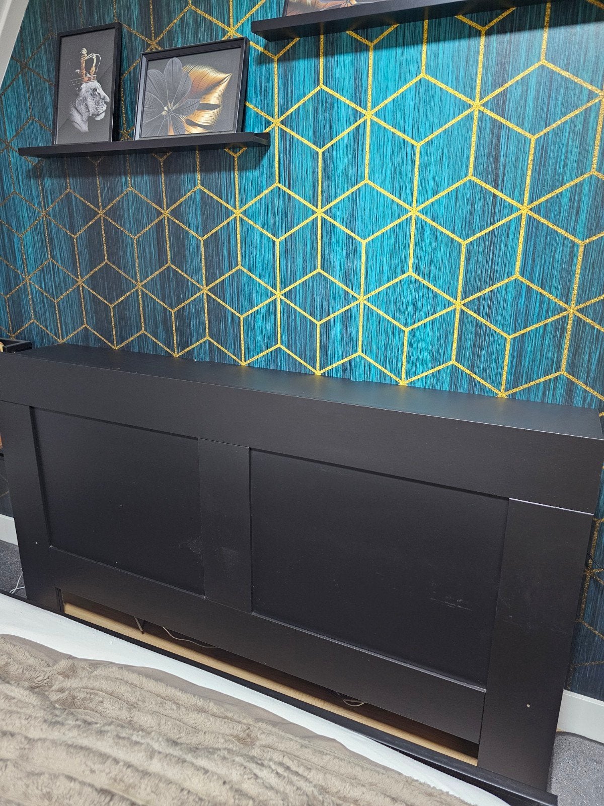 Ikea Brimnes hoofdeinde 160 cm breed met opbergruimte, Ophalen, Gebruikt, Zwart, Tweepersoons