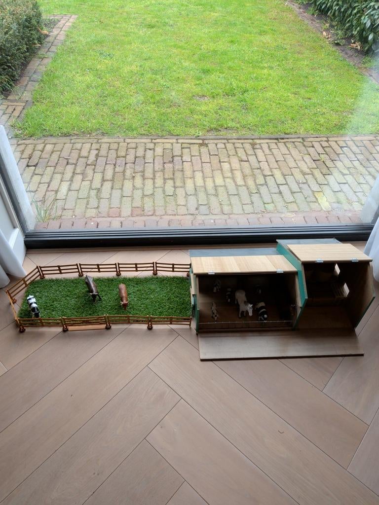 Bruder stal schuur met koeien, paarden, stieren, hooibalen, Ophalen of Verzenden