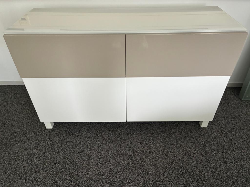 Kast Dressoir Wit Taupe  120 (h) x 42 (d) x 75 (h), Huis en Inrichting, Kasten | Dressoirs, Ophalen, Zo goed als nieuw, 25 tot 50 cm