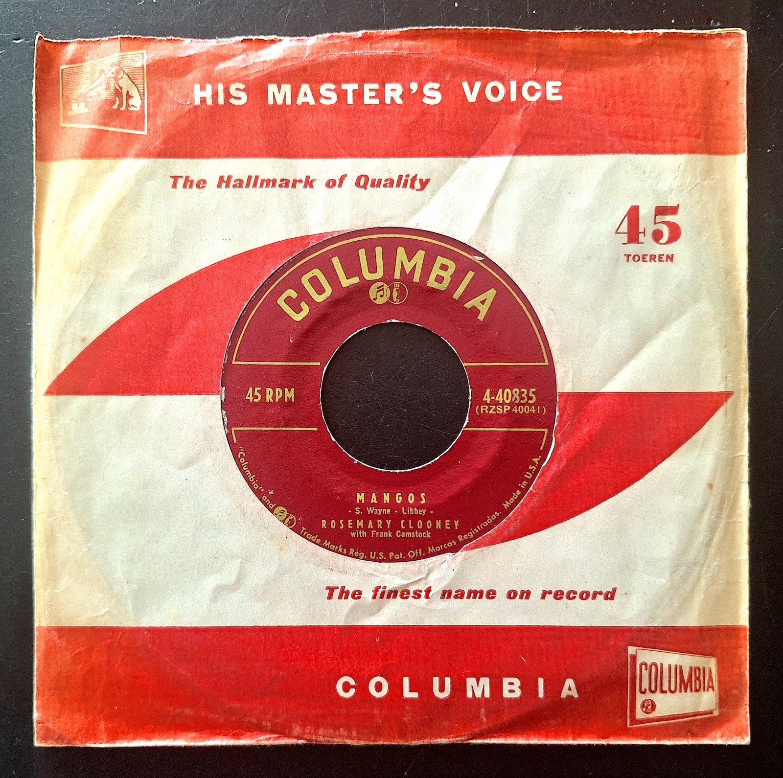 7"/SINGLE  ROSEMARY CLOONEY - Mangos, Cd's en Dvd's, Vinyl Singles, Ophalen of Verzenden, Gebruikt, Pop