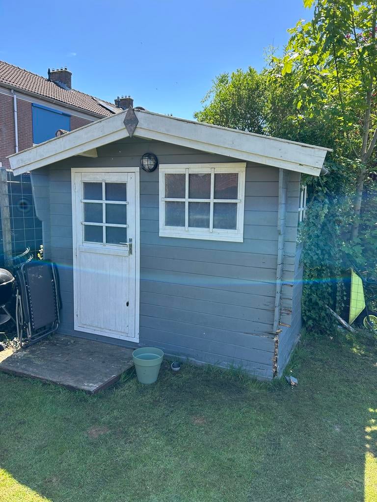 Houten Tuinhuisje met Ramen en Deur - Gebruikt, Tuin en Terras, Tuinhuizen, Ophalen, Tuinhuis, 250 tot 500 cm, 2 ramen