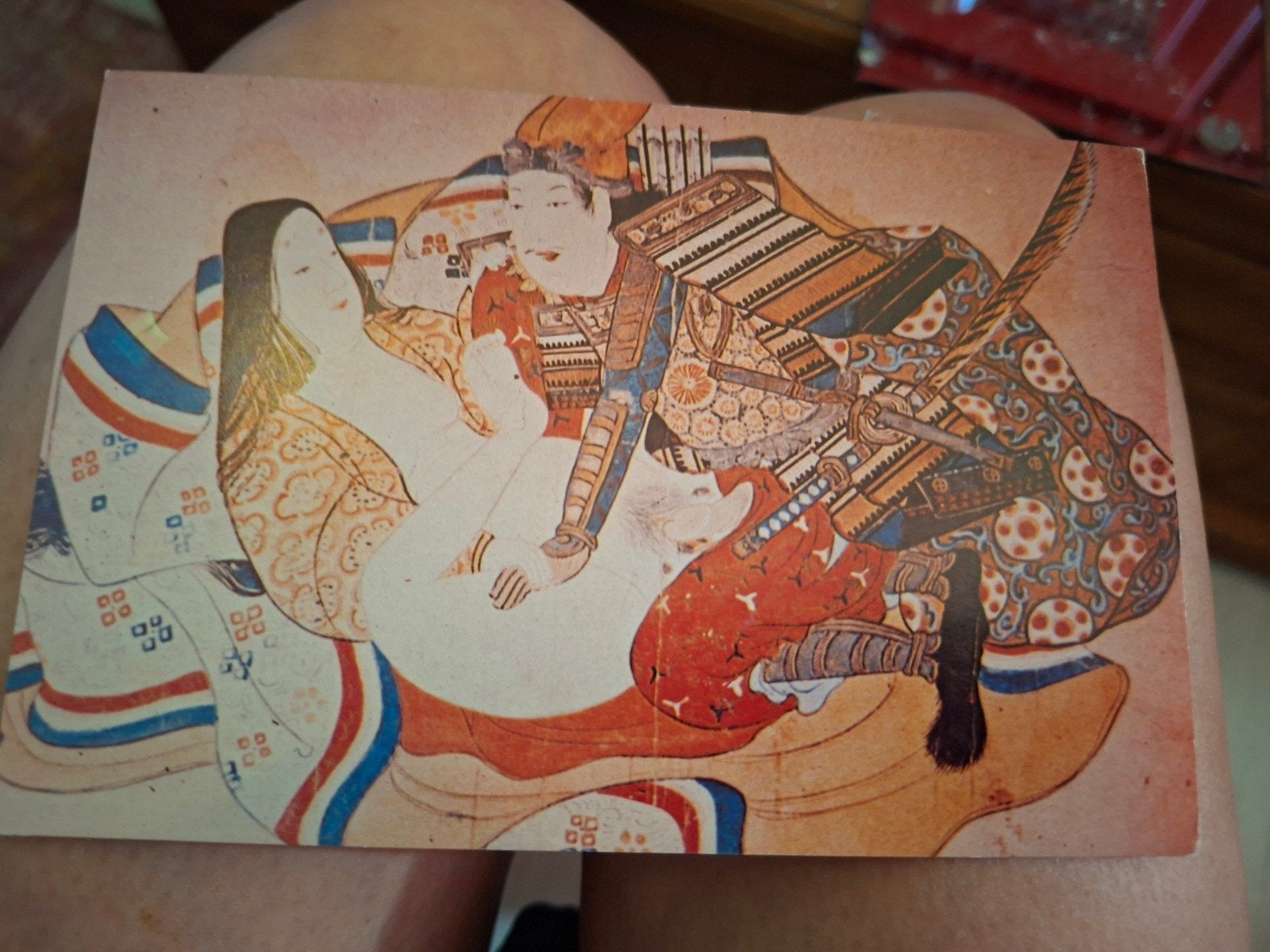 Japanse prent ansichtkaart - Samurai en vrouw, Ophalen of Verzenden, 1980 tot heden, Ongelopen, Buiten Europa