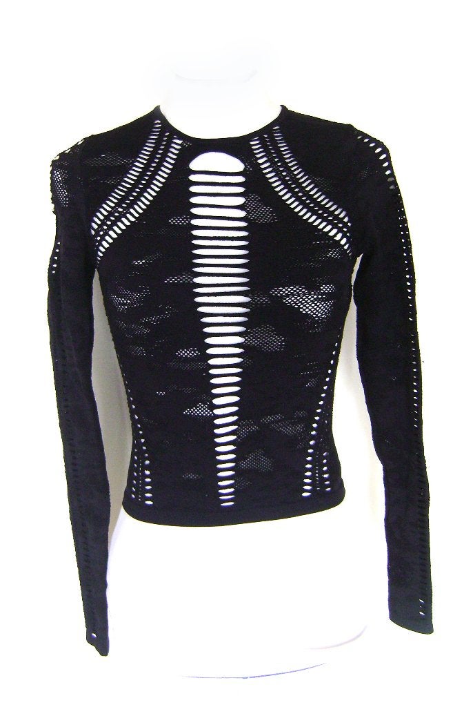 mesh kant leger top gaten goth punk rock rave post-apoc, Kleding | Dames, Verzenden, Zwart, Zo goed als nieuw, Kant mesh leger rave goth
