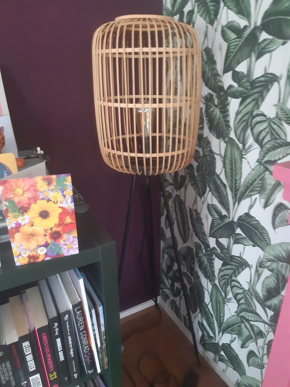 Staande rotan lamp Kwantum €25,-, Huis en Inrichting, Ophalen, Zo goed als nieuw, 150 tot 200 cm