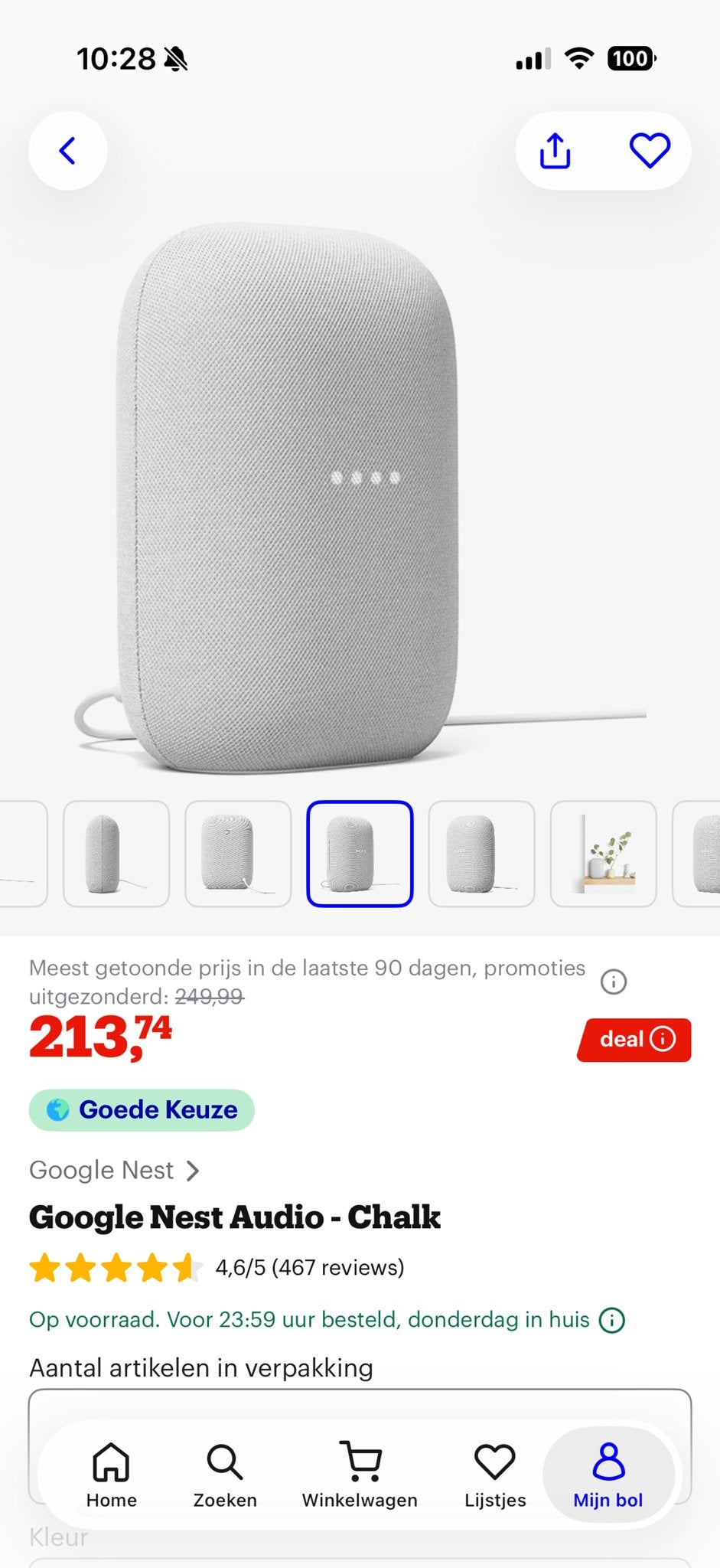 Google Nest Audio - Chalk slimme speaker