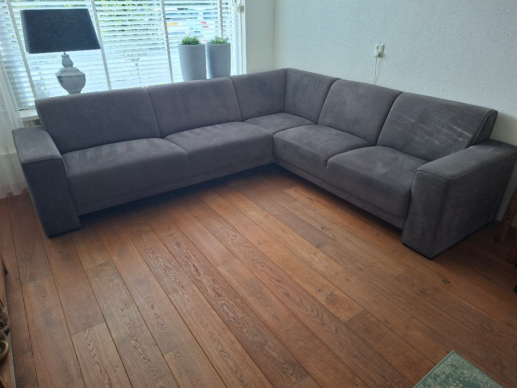 grijze hoekbank, Huis en Inrichting, Ophalen, 250 tot 300 cm, Gebruikt, Hoekbank