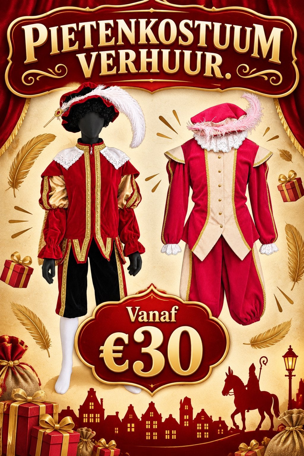 Sint en pieten kostuum verhuur, Diversen, Ophalen, Zo goed als nieuw