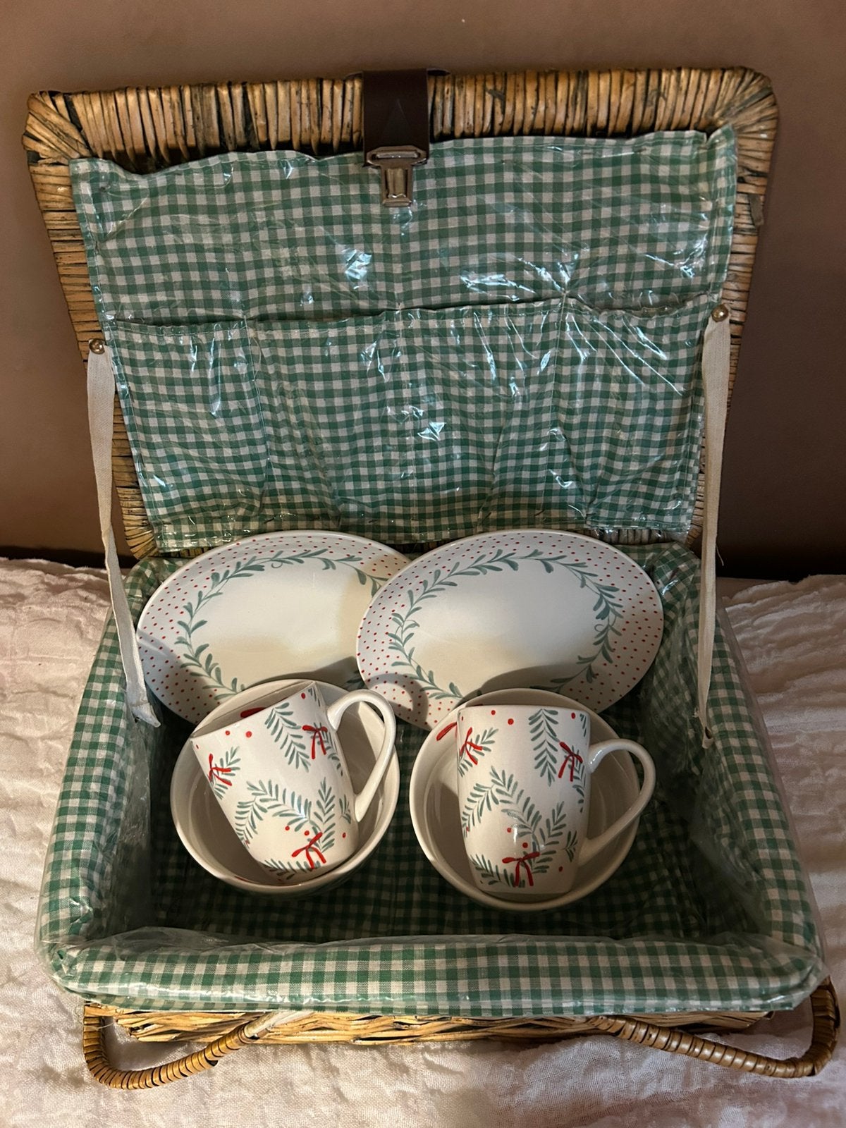 Picknick mandje met Kerstservies, Diversen, Ophalen of Verzenden, Nieuw