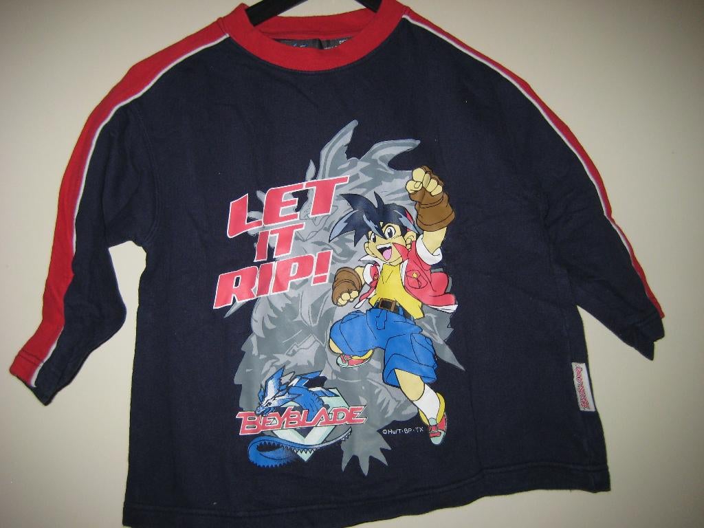 Donkerblauw shirt, 116, Beyblade, Ophalen of Verzenden, Zo goed als nieuw, Jongen, Shirt of Longsleeve