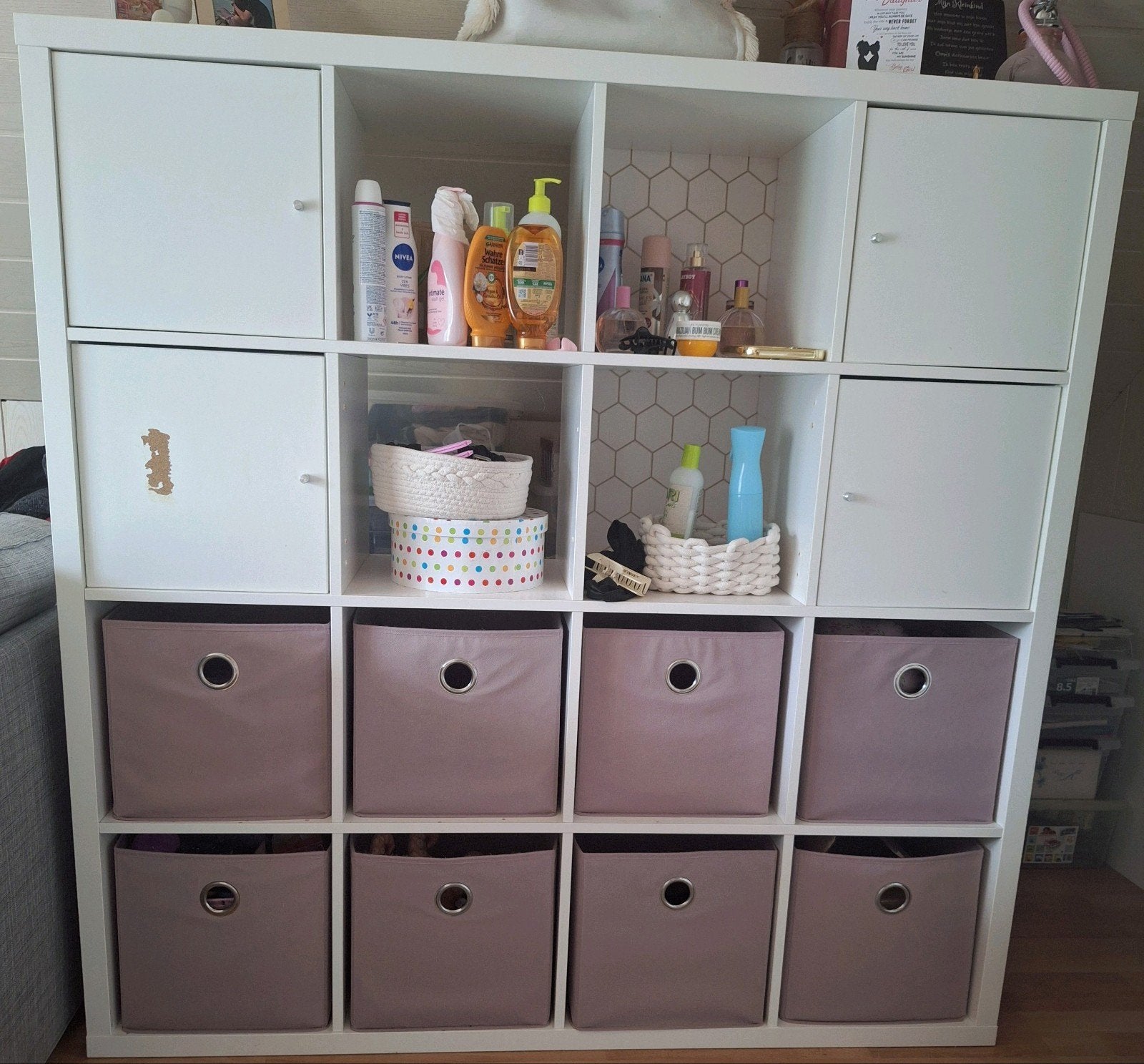 IKEA Kallax kast vakken met deuren, ZONDER opbergboxen, Ophalen of Verzenden, Gebruikt