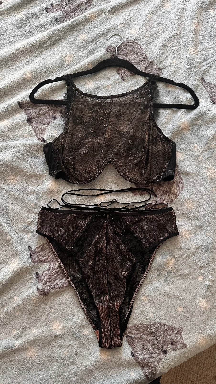 Victoria’s Secret Very Sexy Sheer Unlined High-Neck Lingerie, Ophalen of Verzenden, Zwart, Setje