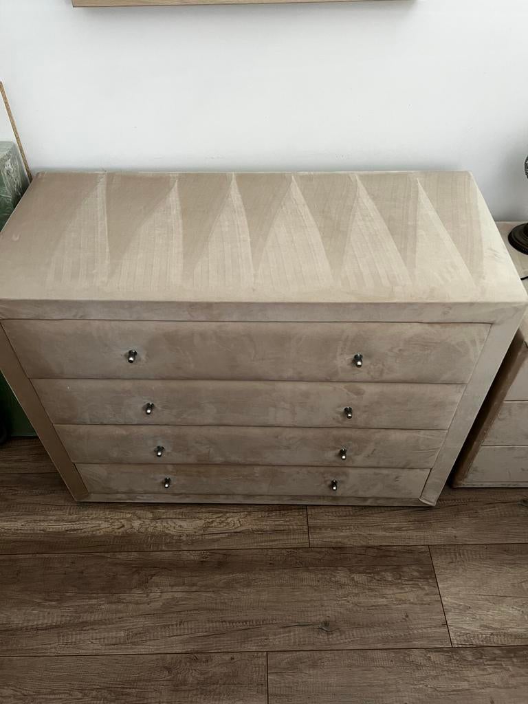 !!! Set: Beige Fluweel Commode + 2 Nachtkastjes, Kinderen en Baby's, Kinderkamer | Commodes en Kasten, Ophalen, 50 tot 70 cm, 100 cm of meer