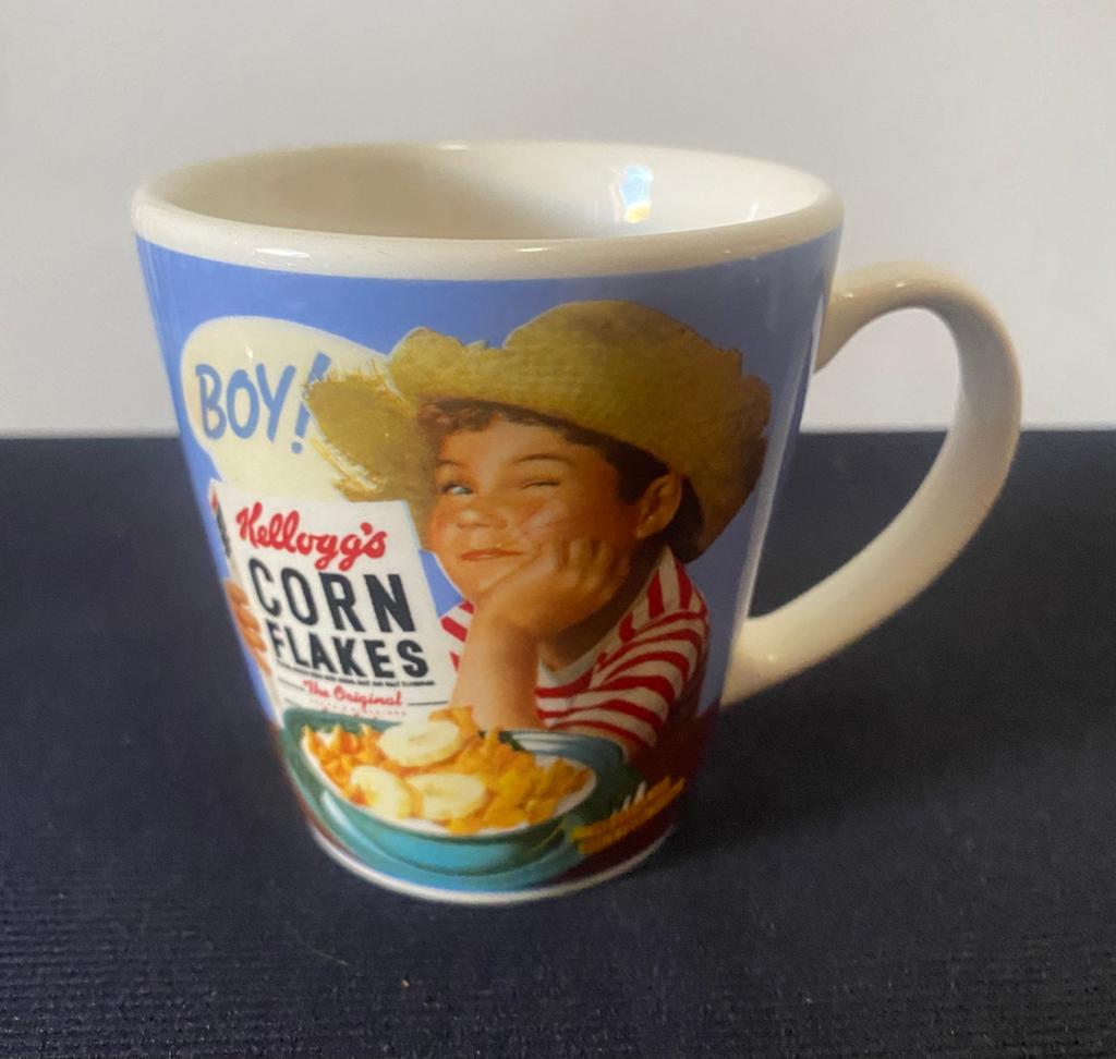 Mok van Kellogg's Corn Flakes. H. 8,5 cm., Overige materialen, Ophalen of Verzenden, Zo goed als nieuw, Overige stijlen