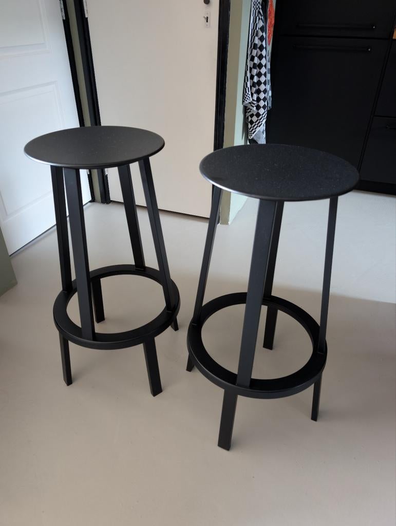 Hay Revolver barkrukken - hoog H76, zwart, Huis en Inrichting, Barkrukken, Zo goed als nieuw, 60 tot 90 cm, Metaal, 2 krukken
