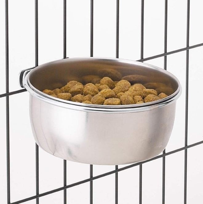 Drinkbak Voerbak RVS 18/21 cm voor in Honden Bench