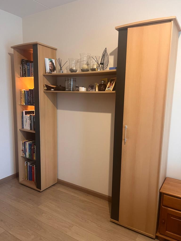 Boekenkast met opbergkast en planken - Houtkleur, Ophalen, Gebruikt, 200 cm of meer, 150 tot 200 cm