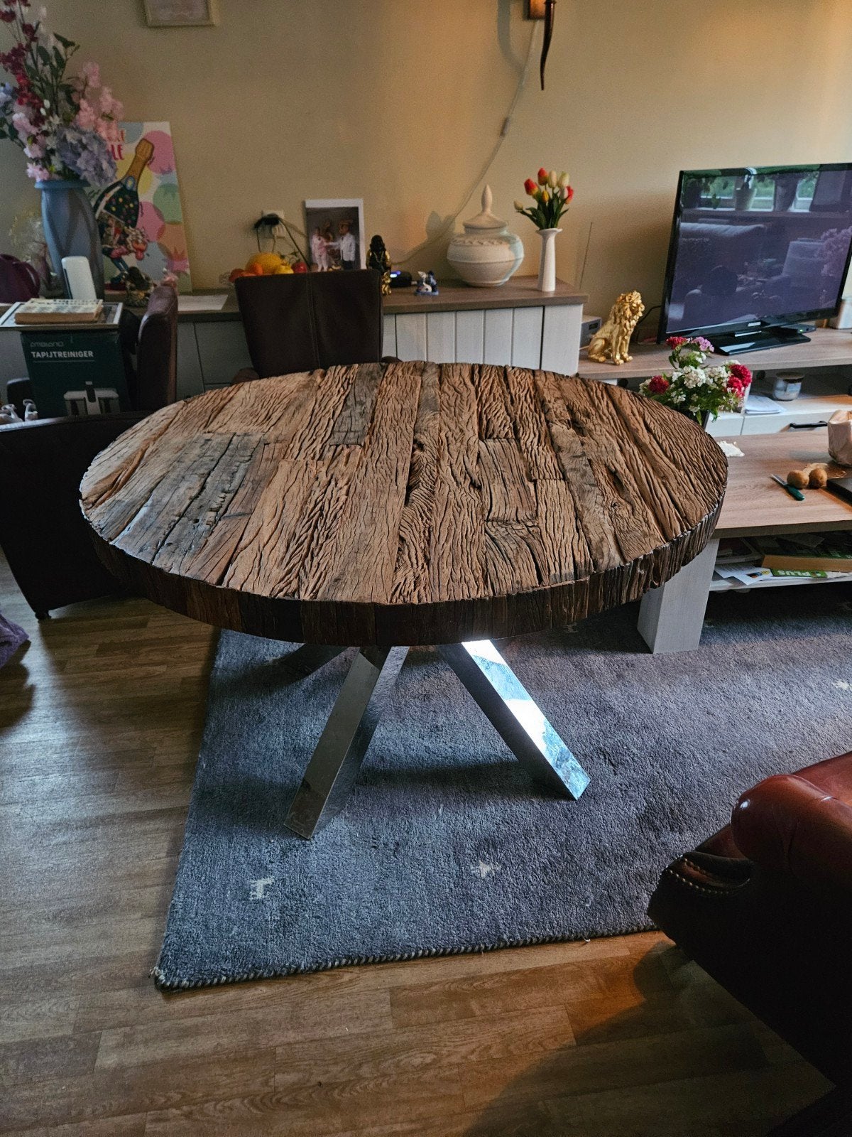 eettafel, Huis en Inrichting, Ophalen, Rond, Zo goed als nieuw, Vijf personen of meer
