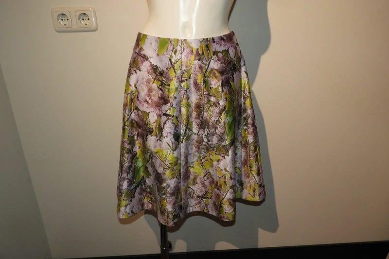 Ted Baker rok bloemen print glans gouden rits Als Nieuw 1 S, Overige kleuren, Verzenden, Nieuw, Knielengte