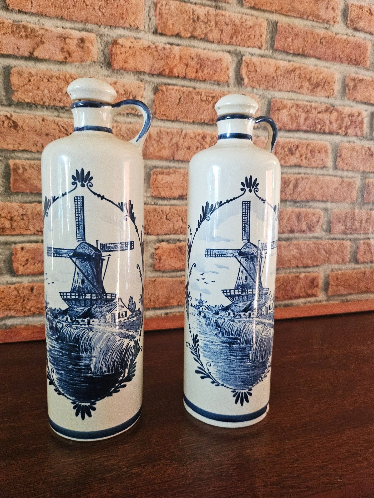 Set van 2 Delft Blauw BOLS flessen - Molen decor, Ophalen