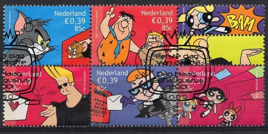 Inhoud boekje (15) - tekenfilms, Postzegels en Munten, Verzenden, Na 1940, Gestempeld