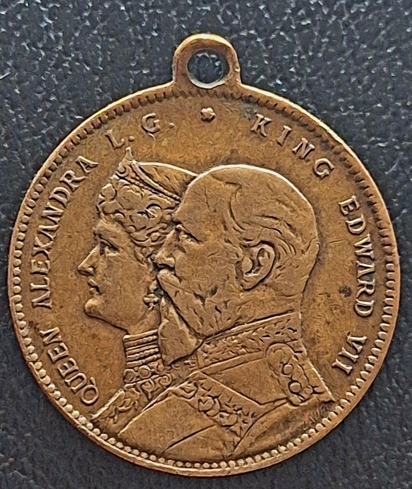 Antieke Penning Troonsbestijging Edward VII en Alexandra - 1, Verzenden, Brons