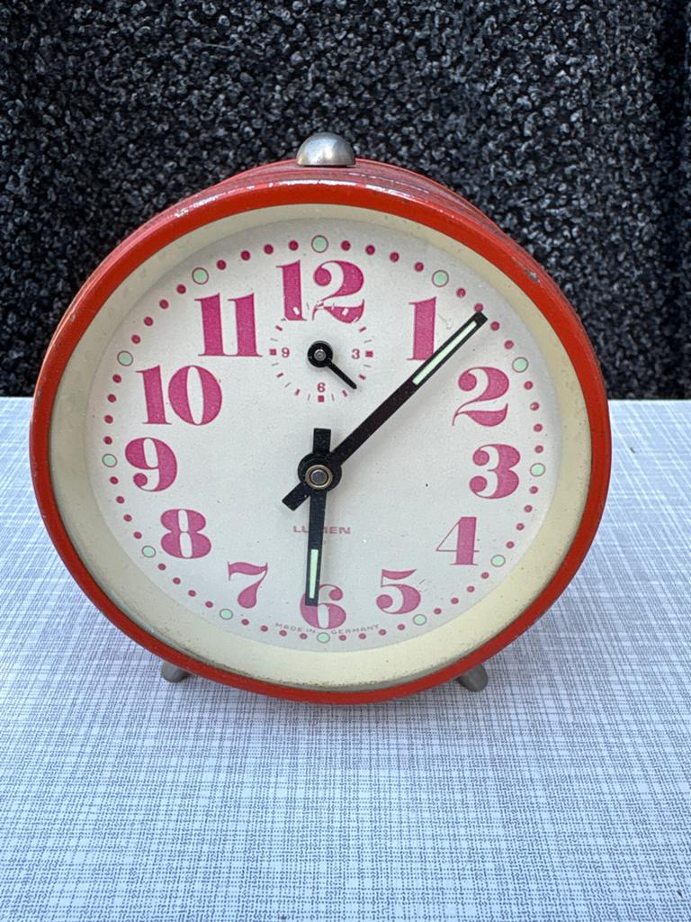 Vintage rode wekker - Lumen Made in Germany, Ophalen of Verzenden