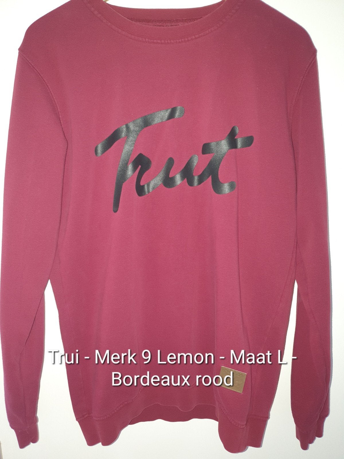 9 Lemons Trui - Bordeauxrood - Maat L, Maat 42/44 (L), Ophalen of Verzenden, Rood, 9 lemon
